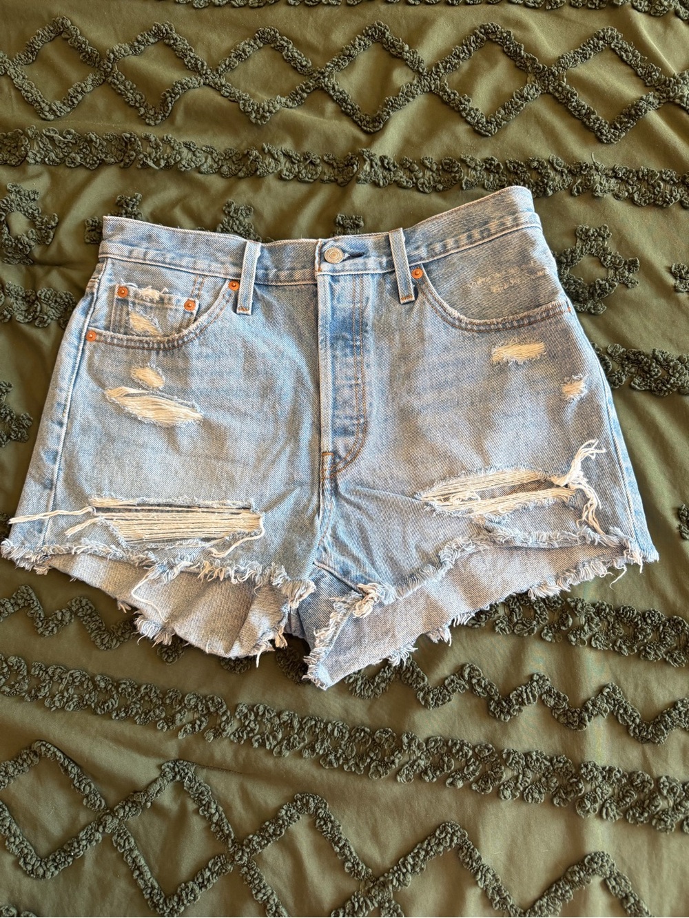 Light Blue Distressed Denim Women’s Shorts